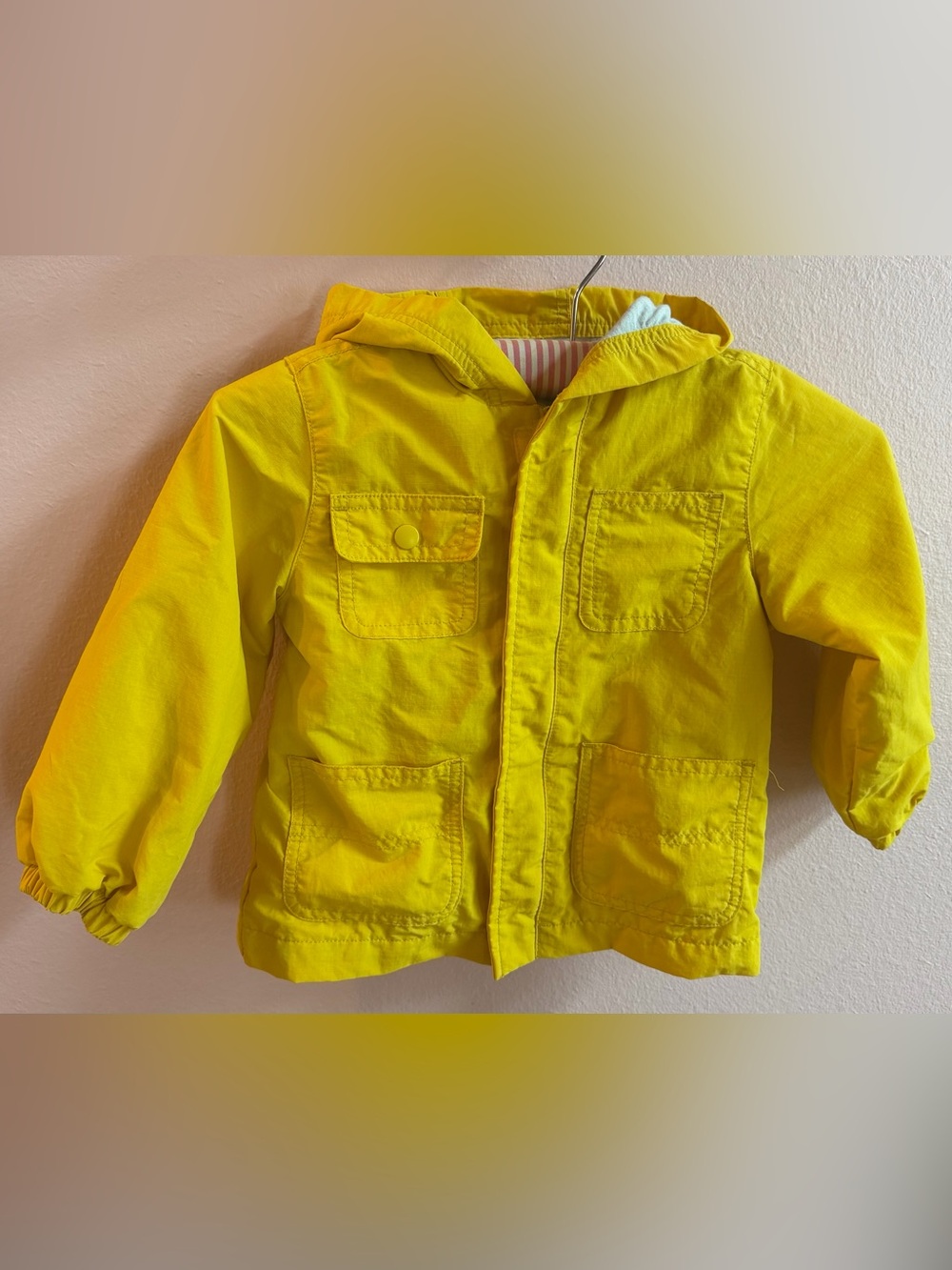 Old Navy Bright Yellow Hooded Kids Raincoat